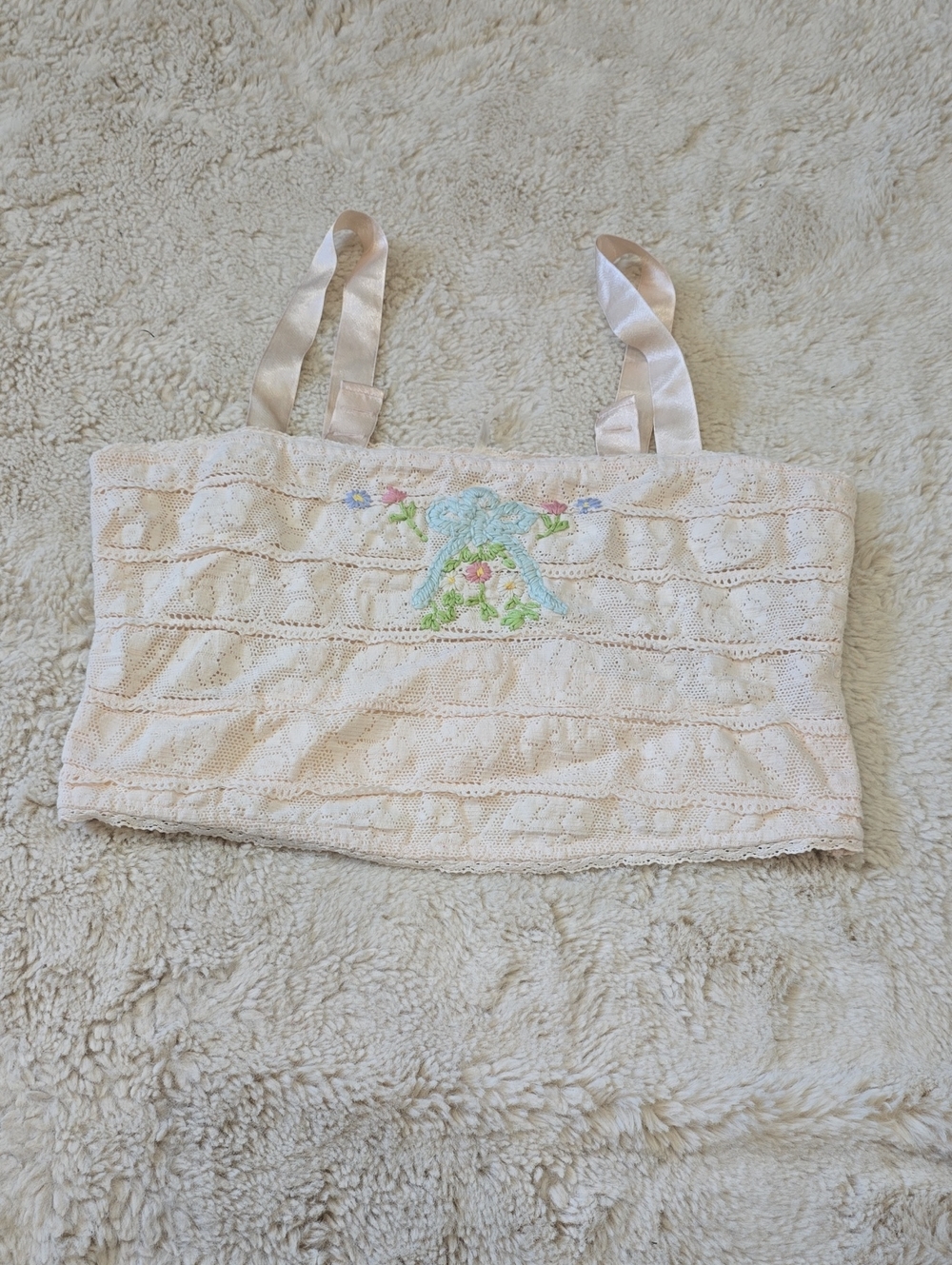 Free People Cream Lace Crop Bralette with Gold Tag